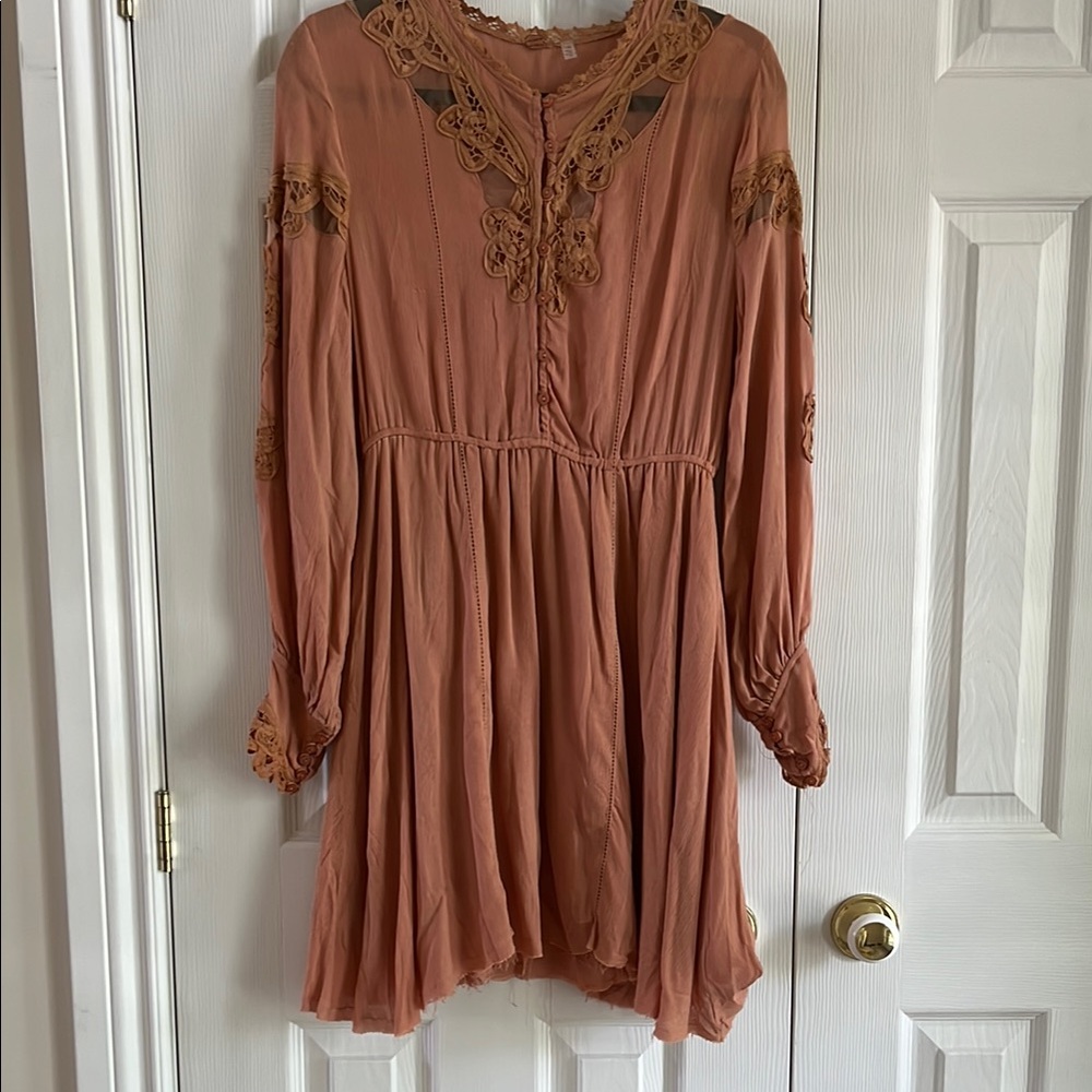 Free People Boho Dress w crochet accents Brand New Size Small ✨Rare✨
